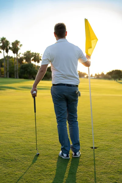 Back View Professional Golf Player Golf Club — Stock Fotó