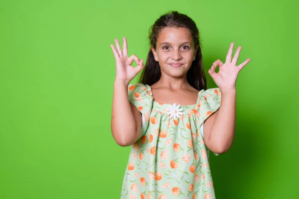 Portrait Image Very Happy Amazed Smiling Brunette Little Cute Girl — Fotografia de Stock