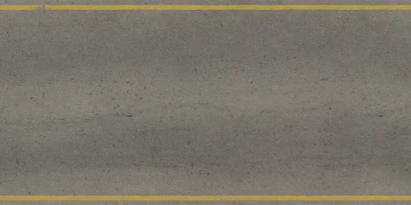 Texture sans couture de la route grise, légèrement usée avec des rayures jaunes . — Photo