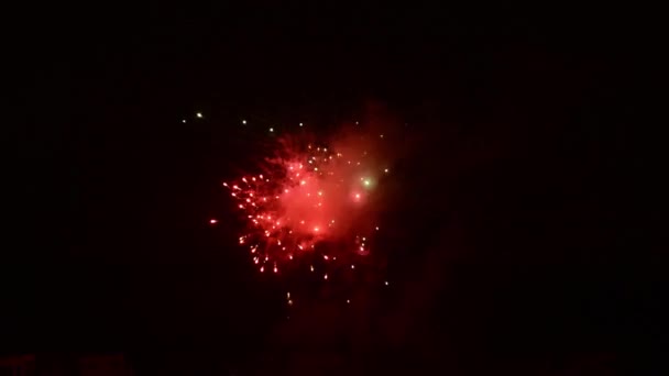 Fogos de artifício detonantes (fogos de artifício) para comemorar o novo ano . — Vídeo de Stock