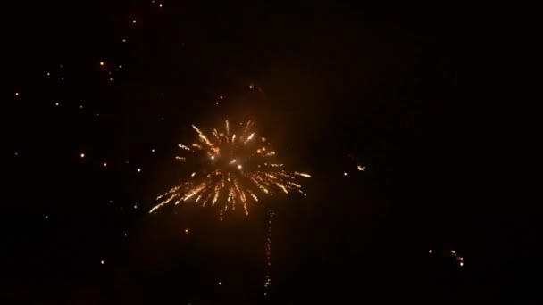 Detonación de fuegos artificiales (petardos) para celebrar el nuevo año . — Vídeo de stock