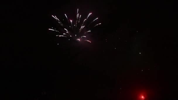 Detonating fireworks (firecrackers) to celebrate the new year. — Stock Video