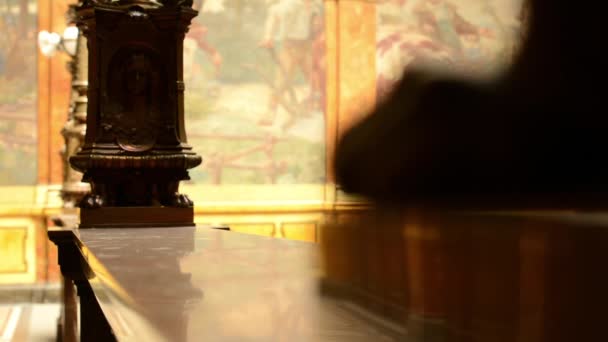 扶手装饰 — — 一座历史建筑 （室内）。画中背景 — 图库视频影像