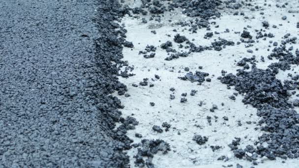 Road construction - asphalt - detail of road — Stockvideo