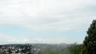 Orman - ağaç - Buhar (Buhar) - mavi gökyüzü ile şehir