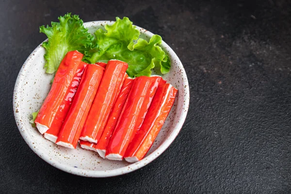 Caranguejo Paus Semi Acabados Vara Frutos Mar Fresco Comer Refeição — Fotografia de Stock