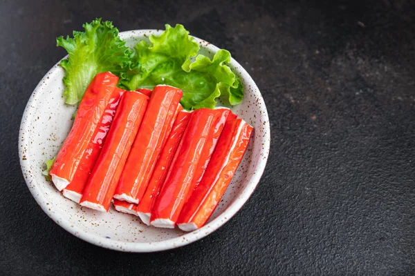 Stik Kepiting Setengah Jadi Tongkat Seafood Segar Makan Makanan Ringan Stok Gambar