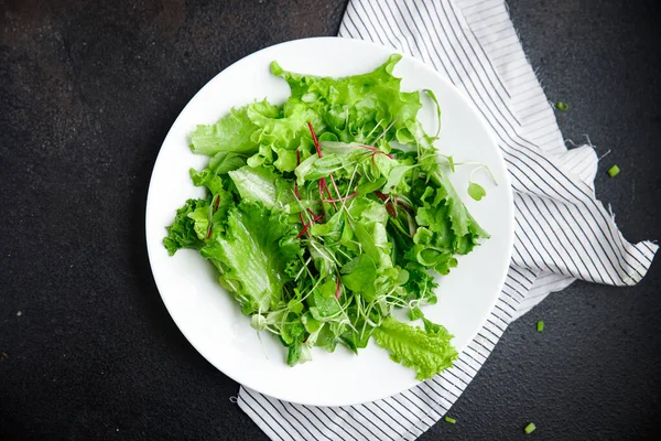 Mistura Salada Fresca Folhas Ervas Vitamina Aperitivo Fresco Pronto Para — Fotografia de Stock