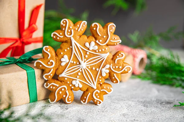 Christmas Gingerbread Cookie Homemade Sweet Dessert New Year Pastries Biscuit — Stock Photo, Image