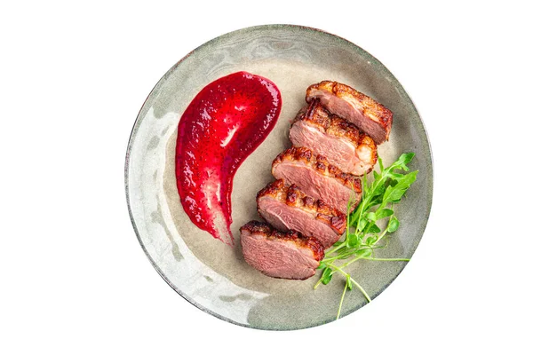 Entenbrust Zweiter Gang Frisch Fertiggericht Snack Auf Dem Tisch Kopieren — Stockfoto