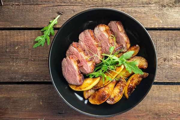 duck breast second course fresh ready to eat meal snack on the table copy space food background rustic