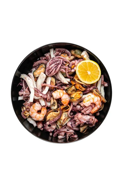 Seafood Mix Shrimp Squid Mussel Octopus Fresh Meal Snack Table — Stock Photo, Image