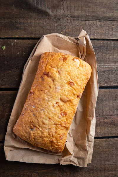Ciabatta Färskt Bröd Redo Att Äta Måltid Mellanmål Bordet Kopia — Stockfoto