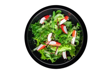 Salata, yengeç, marul, yeşil, taze yemek, fotokopi, arka plan kırsal alanların karışımı. en üstteki görünüm 