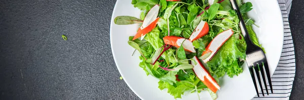Salata, yengeç, marul, yeşil, taze yemek, fotokopi, arka plan kırsal alanların karışımı. en üstteki görünüm 