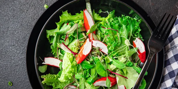 Salade Krab Stok Sla Bladeren Mix Groene Verse Maaltijd Snack — Stockfoto