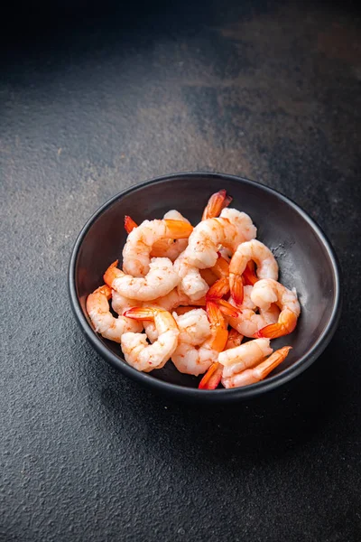 Shrimps Boiled Prawns Seafood Meal Snack Table Copy Space Food — Stock Photo, Image