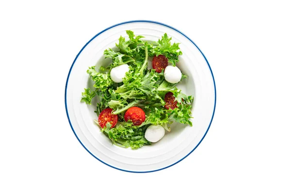 Insalata Mozzarella Pomodoro Lattuga Verdura Farina Snack Copia Spazio Cibo — Foto Stock