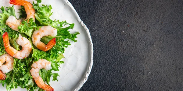 Garnalen Salade Zeevruchten Snack Zee Lekkernijen Dieet Maaltijd Tafel Kopiëren — Stockfoto