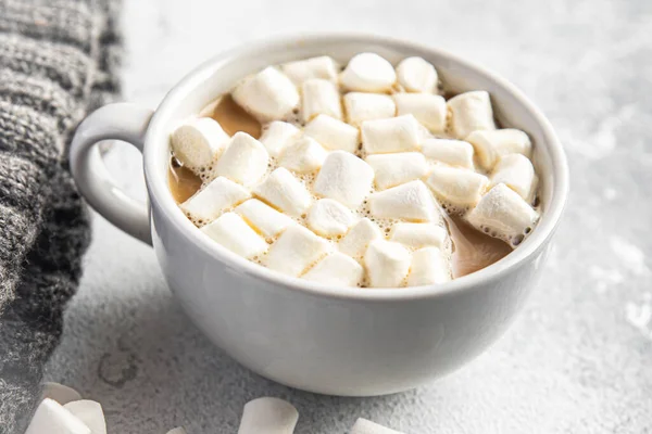 Heiße Schokolade Marshmallow Kakao Oder Kaffee Heißgetränk Wärmende Mahlzeit Snack — Stockfoto