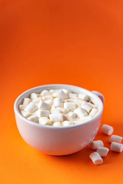Warme Chocolademarshmallow Cacao Koffie Warme Drank Warme Maaltijd Snack Tafel — Stockfoto