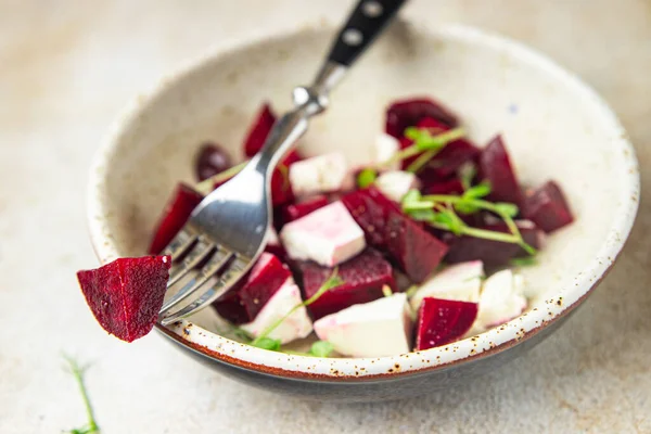 Beetroot Salad Cheese Feta Beet Healthy Meal Snack Diet Table — Stock Photo, Image