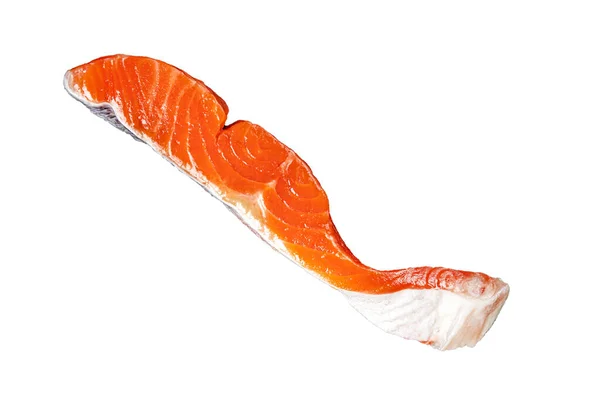 Pedaço Salmão Peixe Cru Alimento Vermelho Fatia Frutos Mar Refeição — Fotografia de Stock
