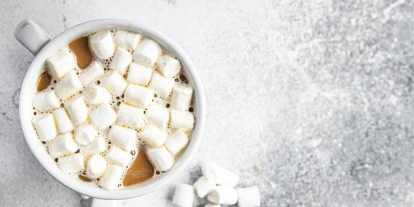 Heißer Kakao Marshmallow Oder Schokoladengetränk Kaffee Heißgetränk Wärmende Mahlzeit Snack — Stockfoto