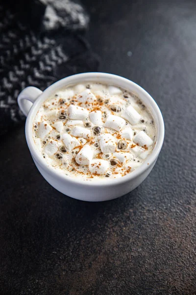 Quente Cacau Marshmallow Chocolate Bebida Café Bebida Quente Aquecimento Refeição — Fotografia de Stock
