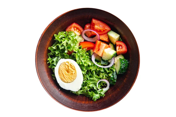 Ensalada Verduras Con Huevo Comida Saludable Merienda Dieta Mesa Copia — Foto de Stock