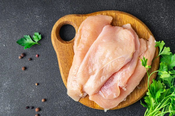 Dada Ayam Mentah Mengiris Daging Unggas Makanan Yang Sehat Atas — Stok Foto