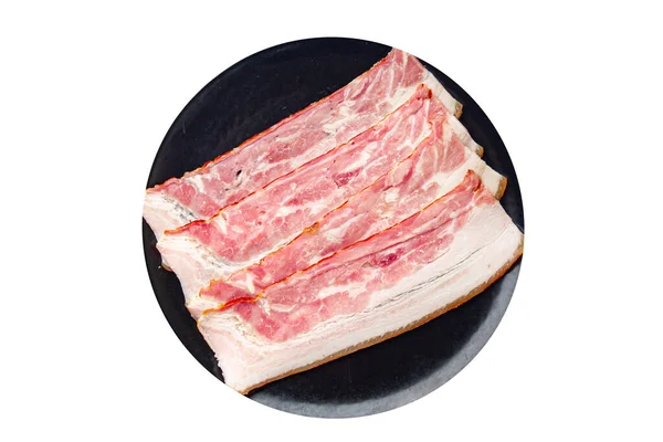 Bacon Skiva Tunna Remsor Skivning Fläsk Fett Hälsosam Måltid Kost — Stockfoto