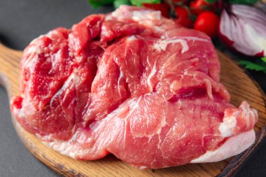 Domuz eti, omuz, kalça, taze yemek, domuz eti, sağlıklı yemek. Fotokopi, uzay, arka plan, kırsal üst görüş, keto veya paleo diyeti.