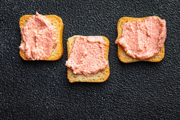 Smorrebrod Sandwich Capelin Roe Caviar Meal Snack Table Copy Space — Stock Photo, Image