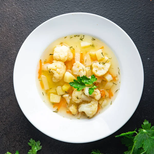 Sopa Couve Flor Caldo Legumes Primeiro Curso Refeição Saudável Dieta — Fotografia de Stock