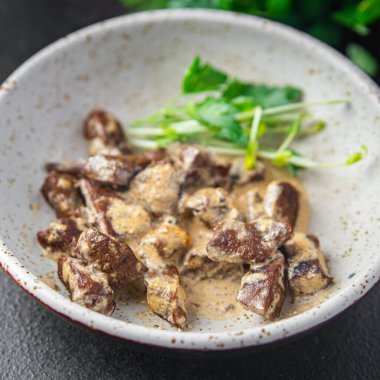 Sığır ciğeri, krema, sakatat, yemek, atıştırmalık. 