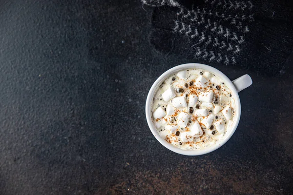 Kakao Mit Marshmallows Heißen Kaffee Trinken Süße Getränke Gesunde Mahlzeit — Stockfoto