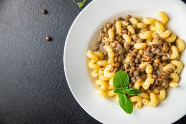 makarna mercimek cavatappi fasulye baklagiller yok et yiyecekler yok fotokopi uzayı arka plan kırsal 