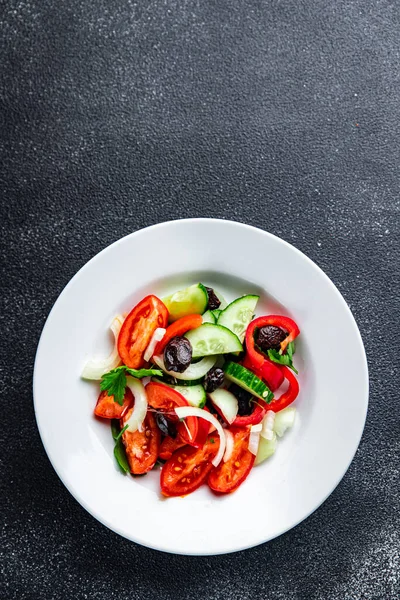 Salad Dried Olives Vegetables Greek Salad Healthy Meal Food Snack — Stockfoto