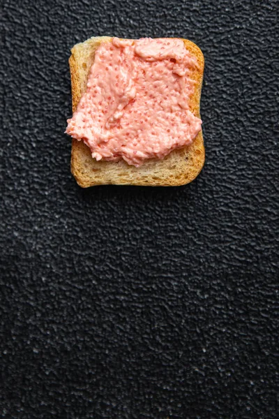 Capelin Roe Caviar Smorrebrod Sandwich Meal Snack Table Copy Space — Stock Photo, Image