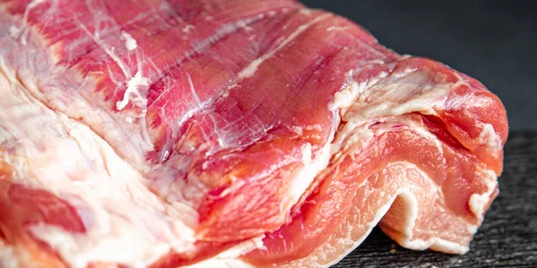 Vientre Cerdo Carne Fresca Cerdo Comida Saludable Merienda Mesa Copiar —  Fotos de Stock