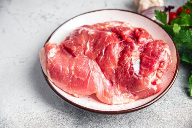 Sığır eti eti taze helal et yiyecekler sağlıklı yemek atıştırmalıkları fotokopi uzayı arka planında.