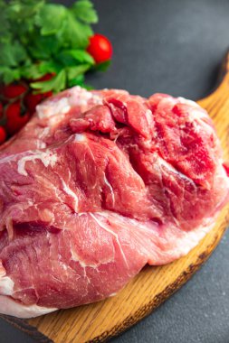 Sığır eti eti taze helal et yiyecekler sağlıklı yemek atıştırmalıkları fotokopi uzayı arka planında.