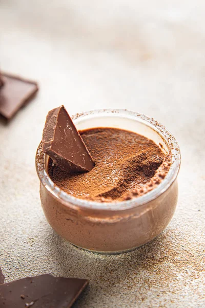 Čokoládový Dezert Krém Sladké Suflé Nebo Pudink Choco Creme Brulee — Stock fotografie
