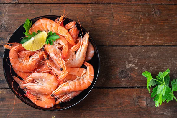 Shrimp Food Prawn Seafood Healthy Meal Food Snack Table Copy — Zdjęcie stockowe