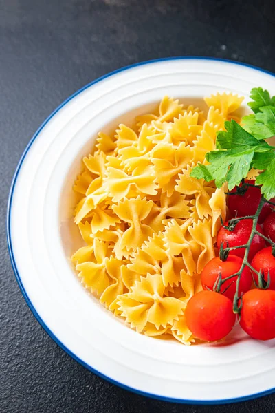Farfalle Raw Pasta Cooking Ingredient Italian Meal Food Snack Table — Fotografia de Stock