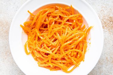 carrot salad fresh vegetable beta carotene spicy spices healthy meal food snack on the table copy space food background rustic top view