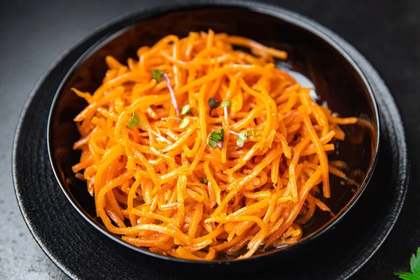 carrot salad fresh vegetable beta carotene spicy spices healthy meal food snack on the table copy space food background rustic top view