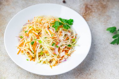 lahana salatası coleslow sebze sağlıklı yemek aperatifleri masa üzerinde fotokopi uzay yiyecek arka plan kırsal üst görünüm 