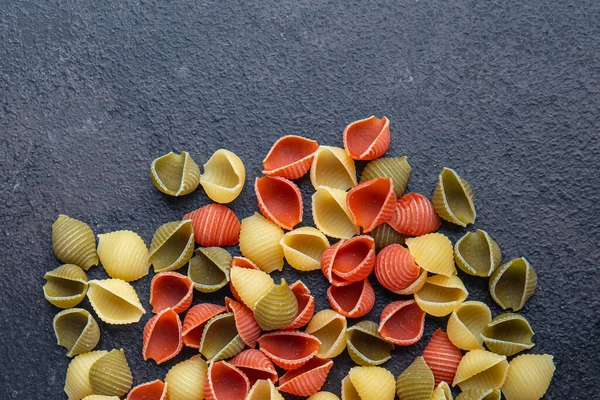 Pasta Conchiglie Colorful Mix Green Yellow Red Broccoli Carrot Beet — Stock Photo, Image